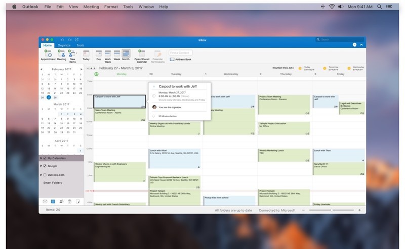 google calendar and outlook for mac